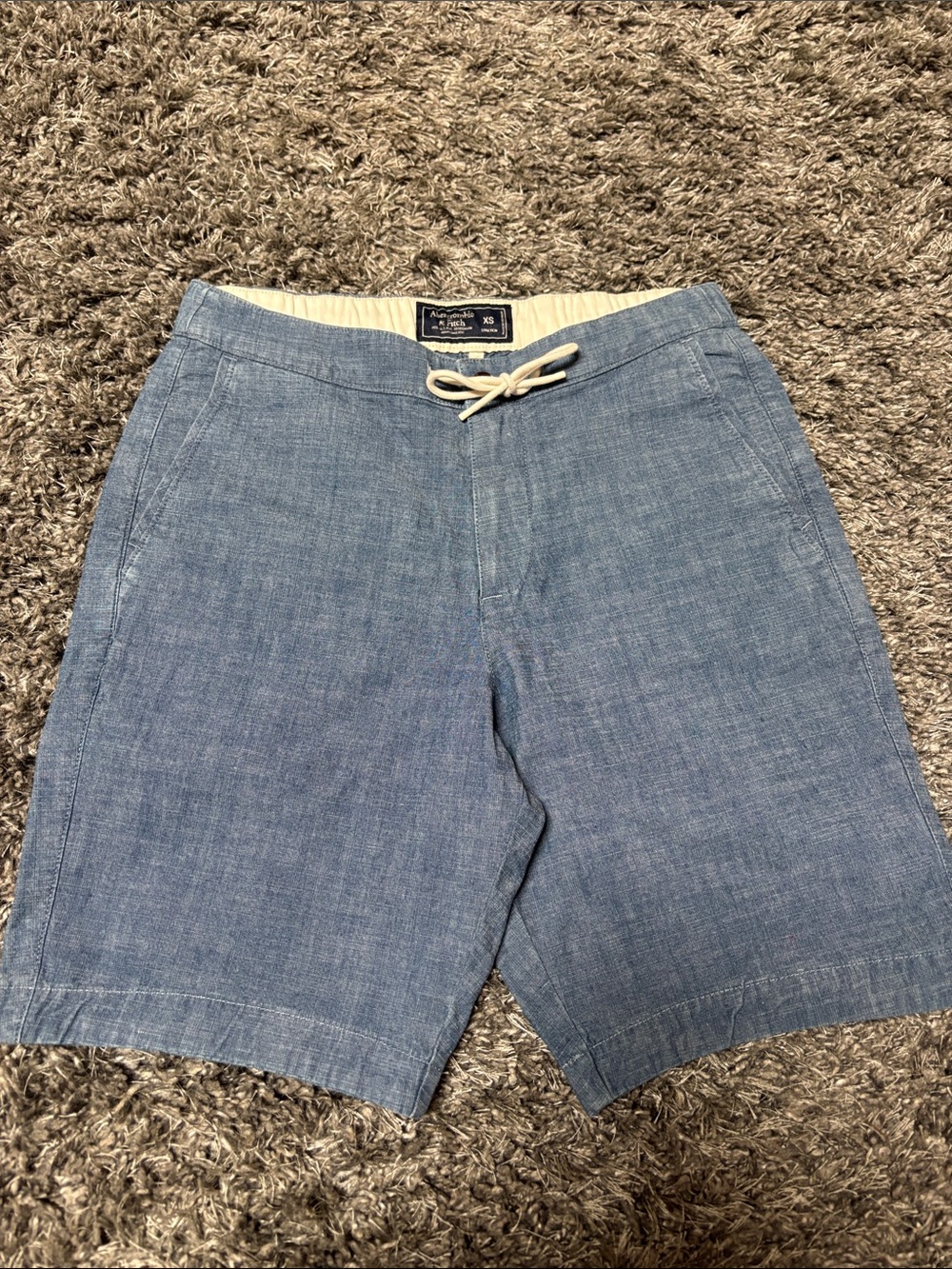 Abercrombie & Fitch Blue Chambray Drawstring Shorts